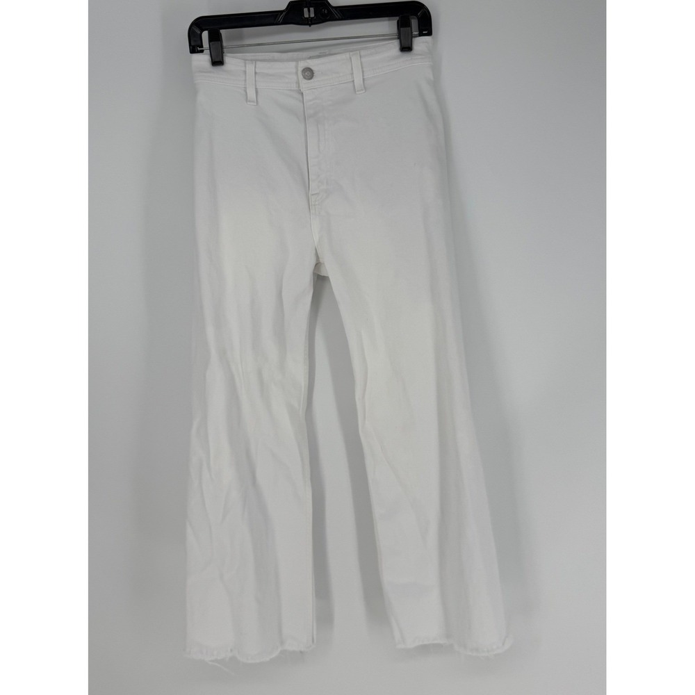 Pistola Wide Leg Jeans Womens 26 White High Rise Raw Hem Blizz Denim Minimalist